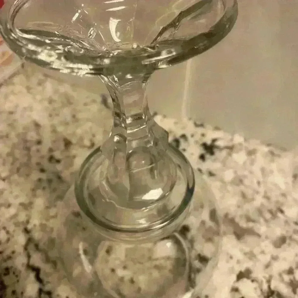 Glass candy dish/candle holder/potpourri or many other uses. 3.75 in dia x 9.25t